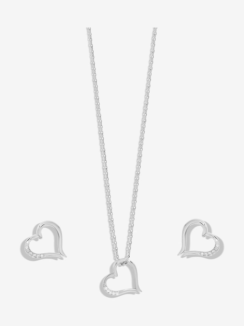 Heart Pendant Set in Silver Tone