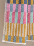 Multi stripe cotton towel set with hand towel and bath sheet, imported from the UK
