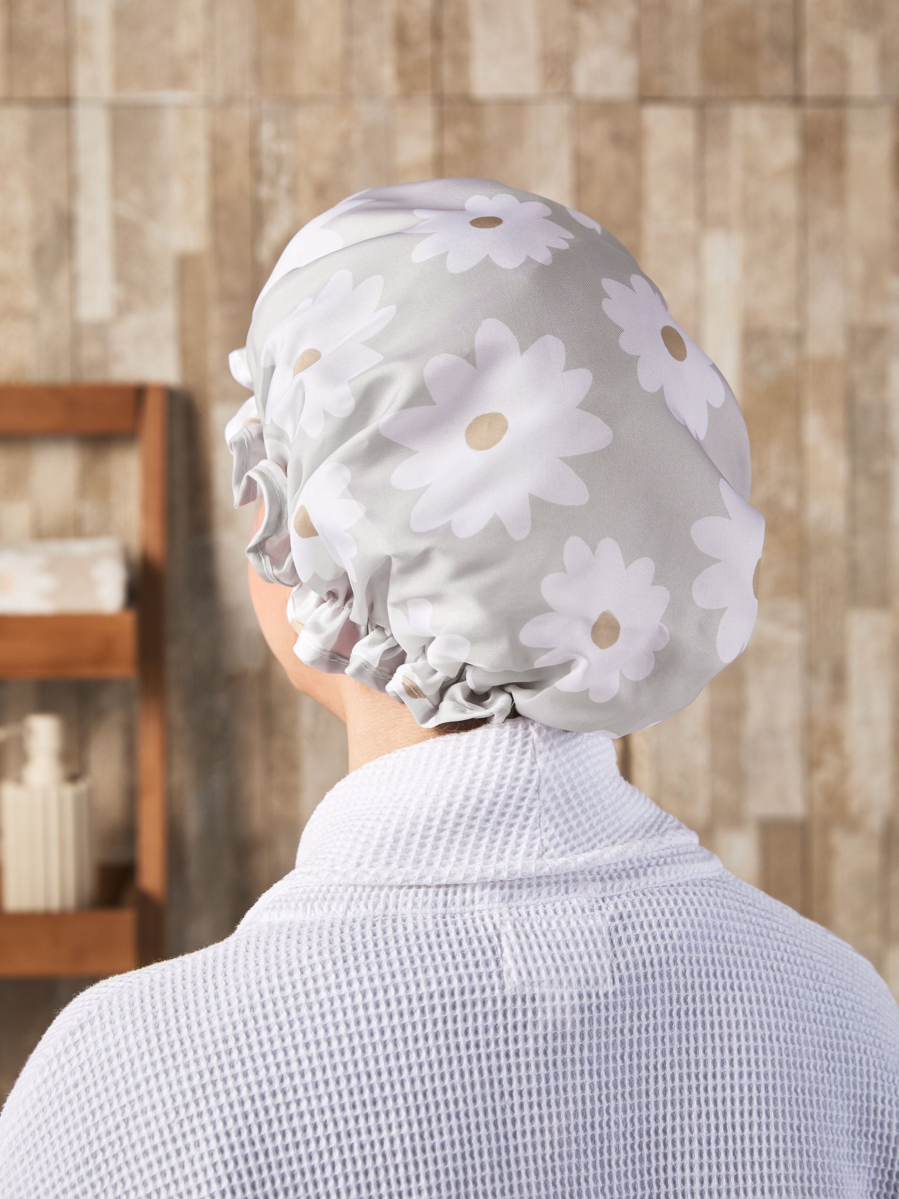 Natural daisy shower cap, imported from the UK