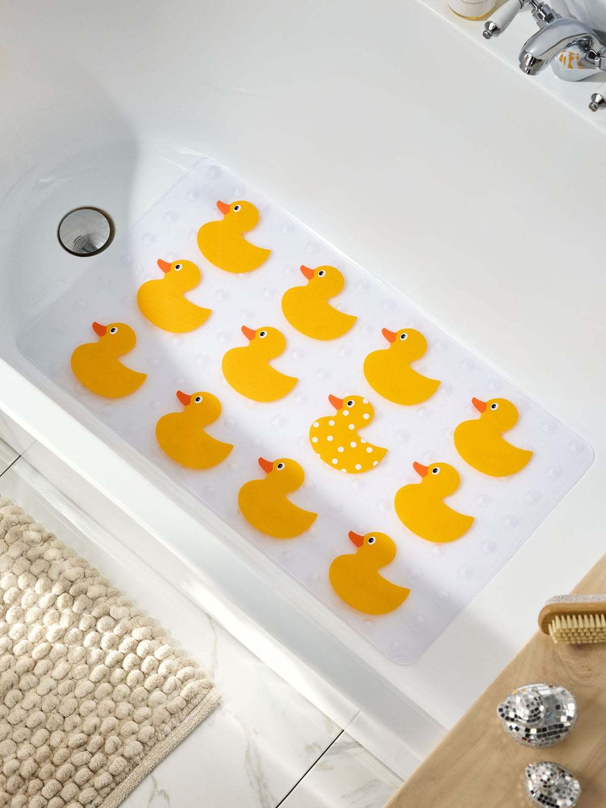 Yellow Duck plastic bath mat with suction pads 40x70cm, imported from the UK