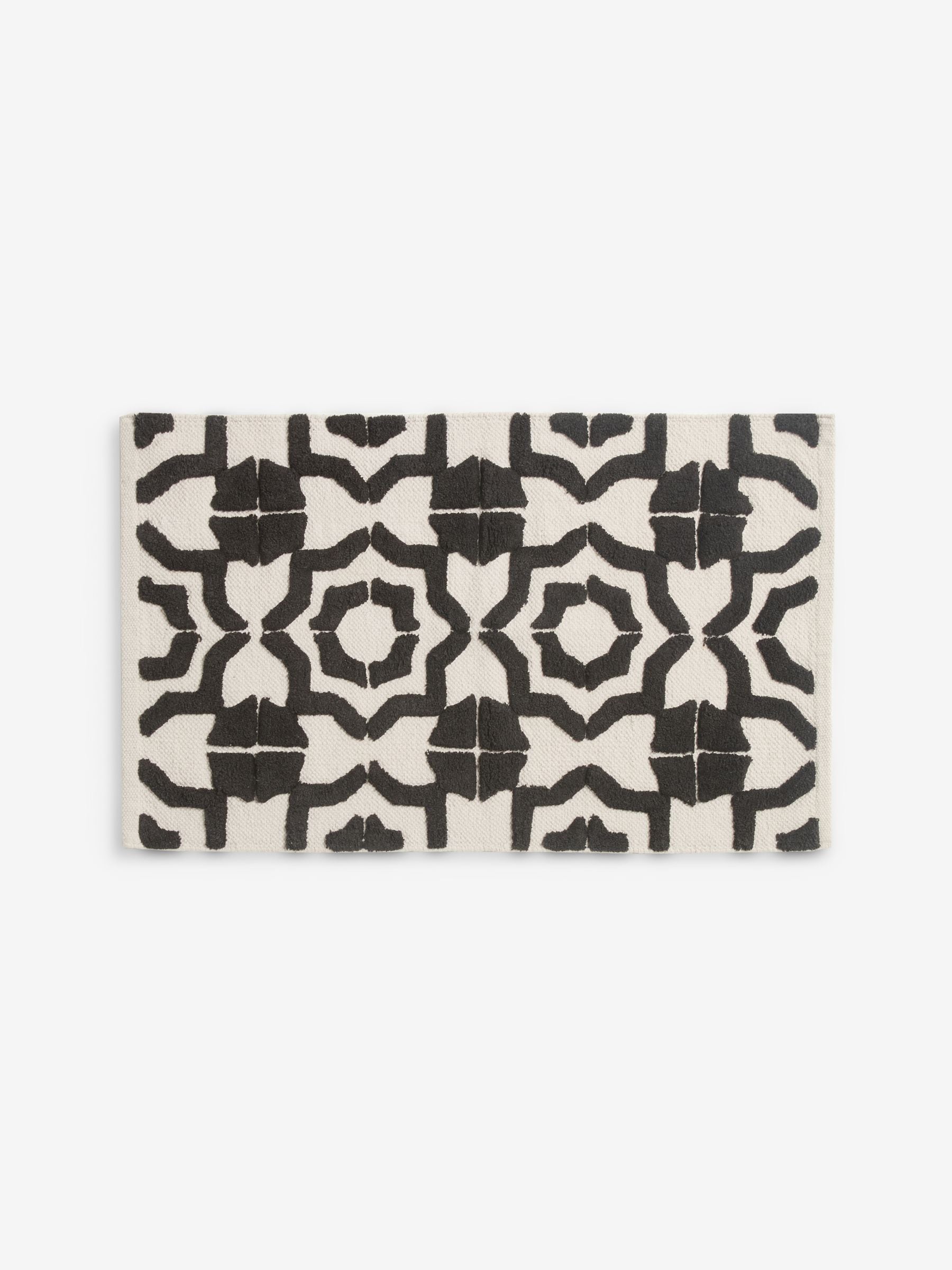 Bath mat black white geometric tile 50cm x 80cm (British brand)