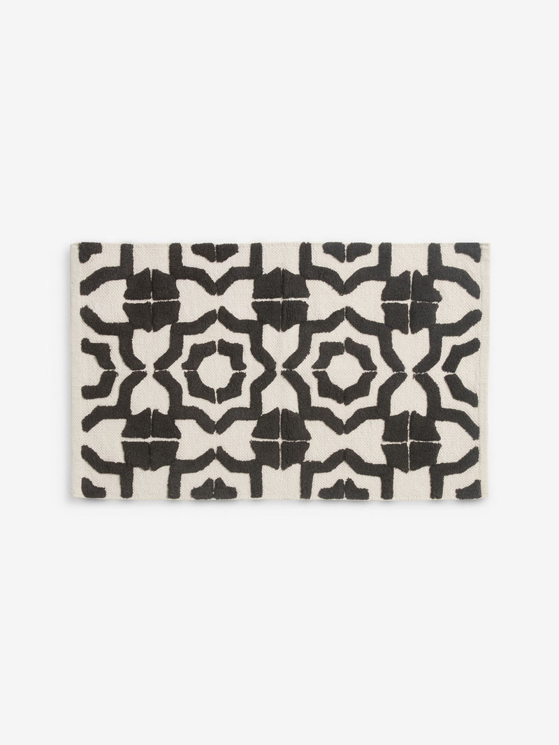 Bath mat black white geometric tile 50cm x 80cm (British brand)