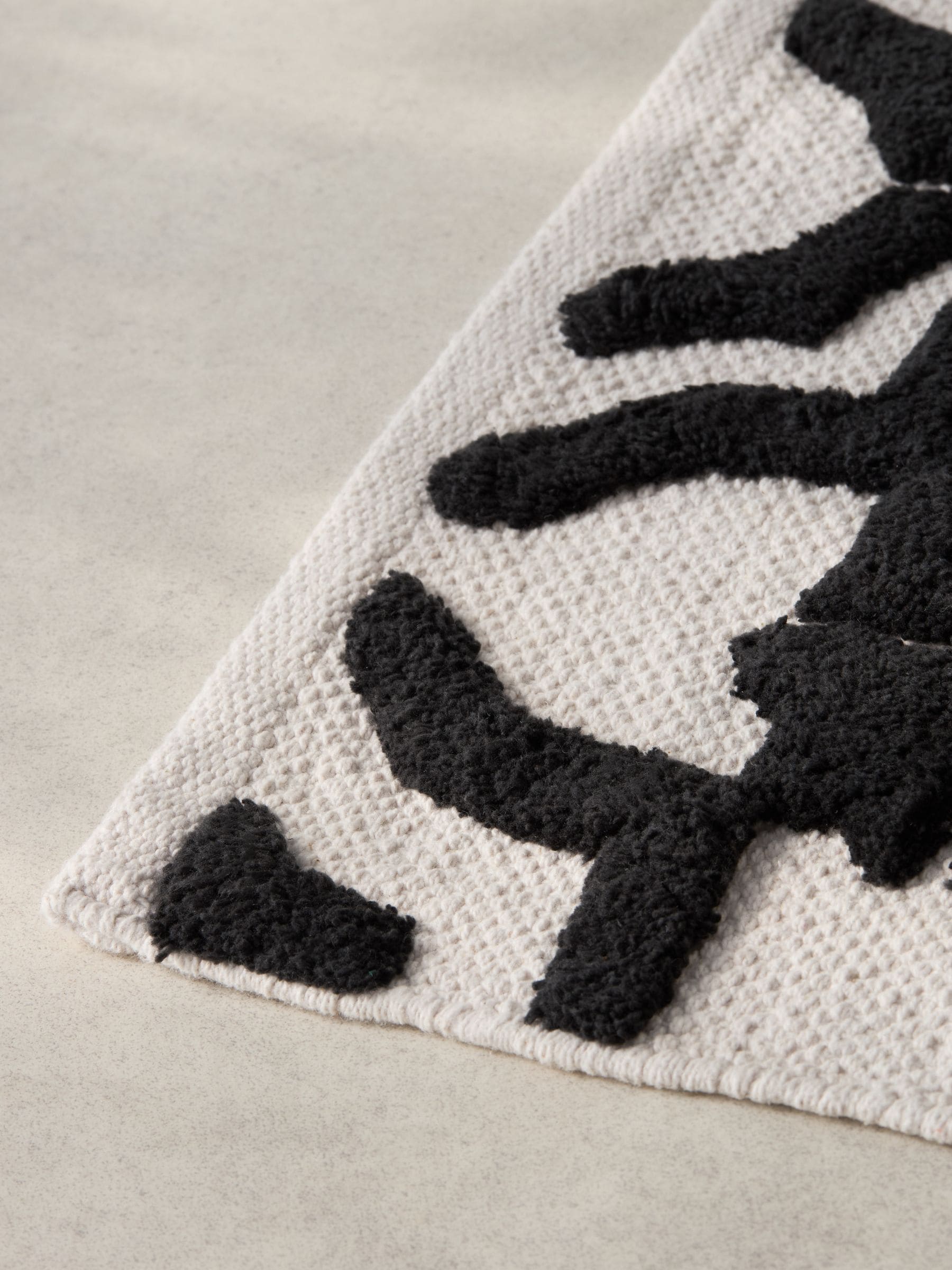 Bath mat black white geometric tile 50cm x 80cm (British brand)