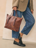 Tan Brown Buckle Hand Held Bag, imported from the UK