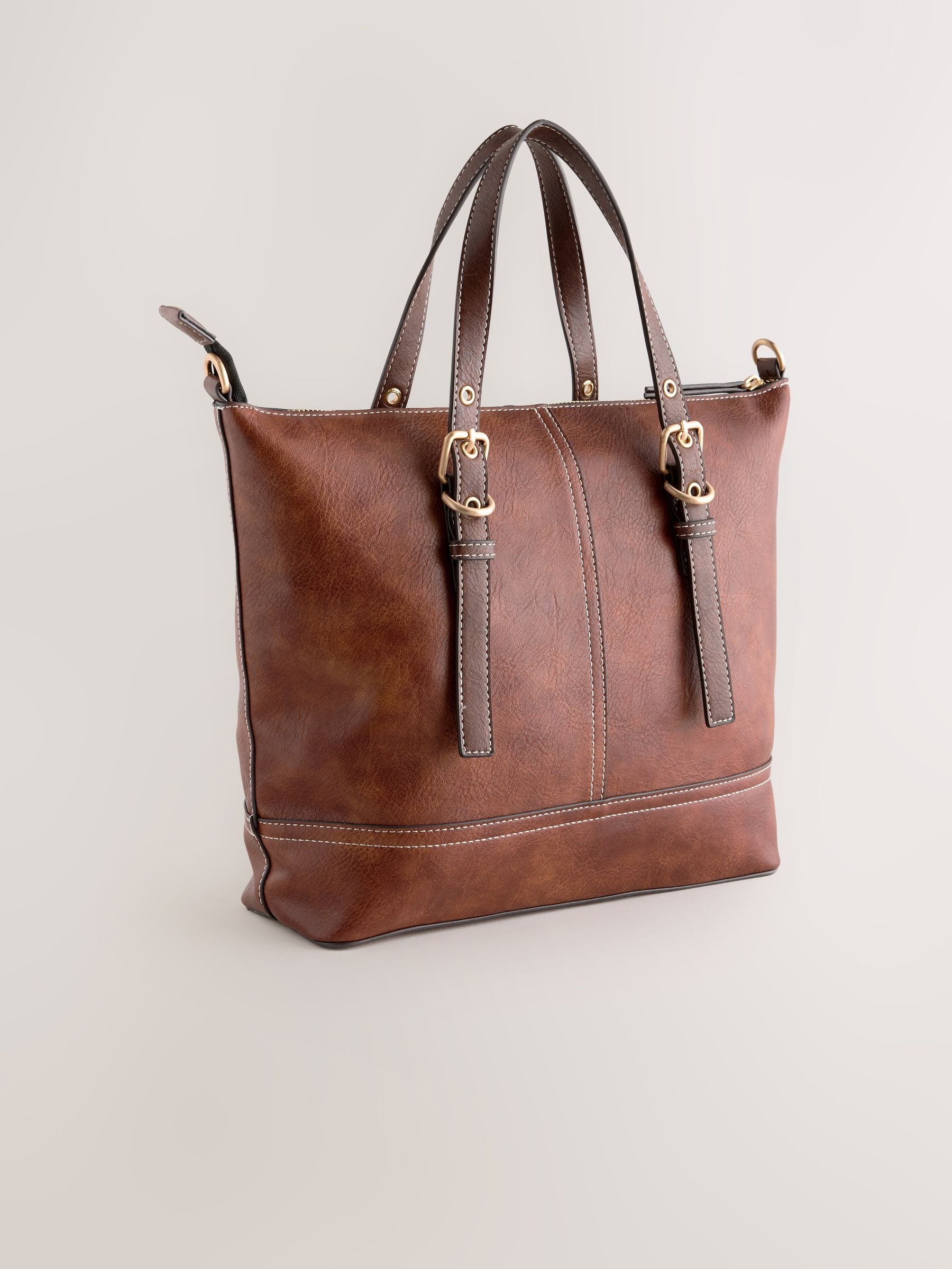 Tan Brown Buckle Hand Held Bag, imported from the UK