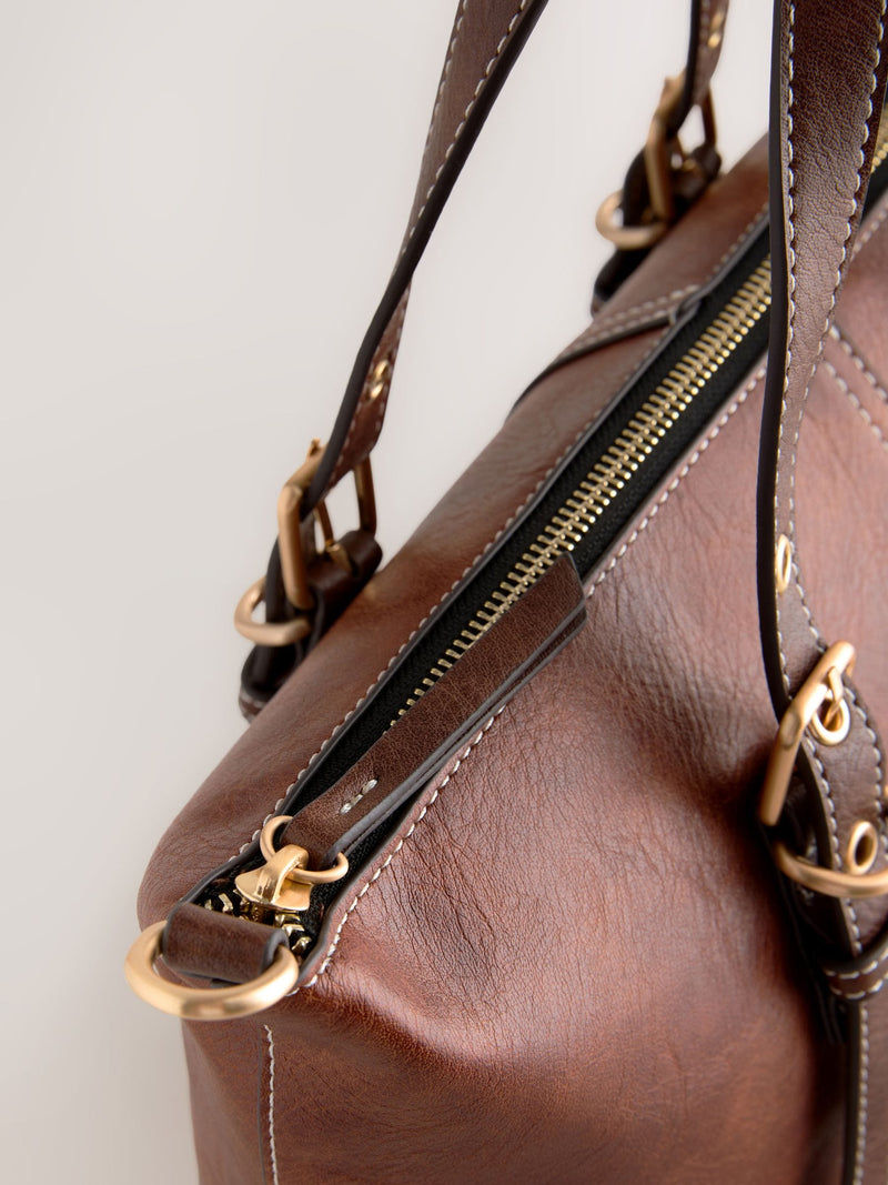 Tan Brown Buckle Hand Held Bag, imported from the UK