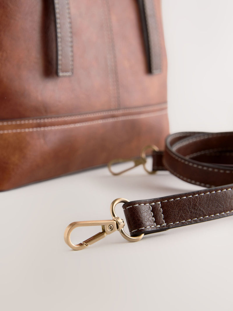 Tan Brown Buckle Hand Held Bag, imported from the UK
