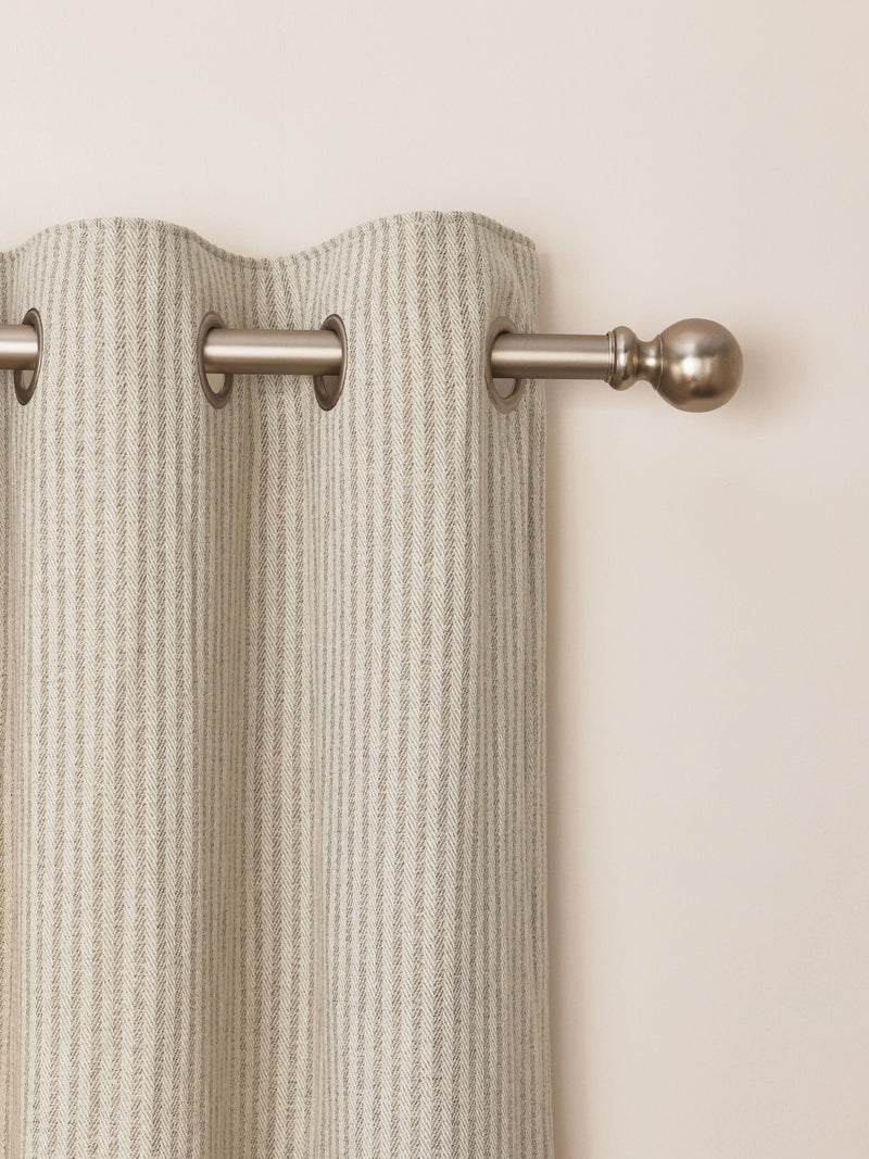 Natural Brushed Stripe Lined Eyelet Curtains