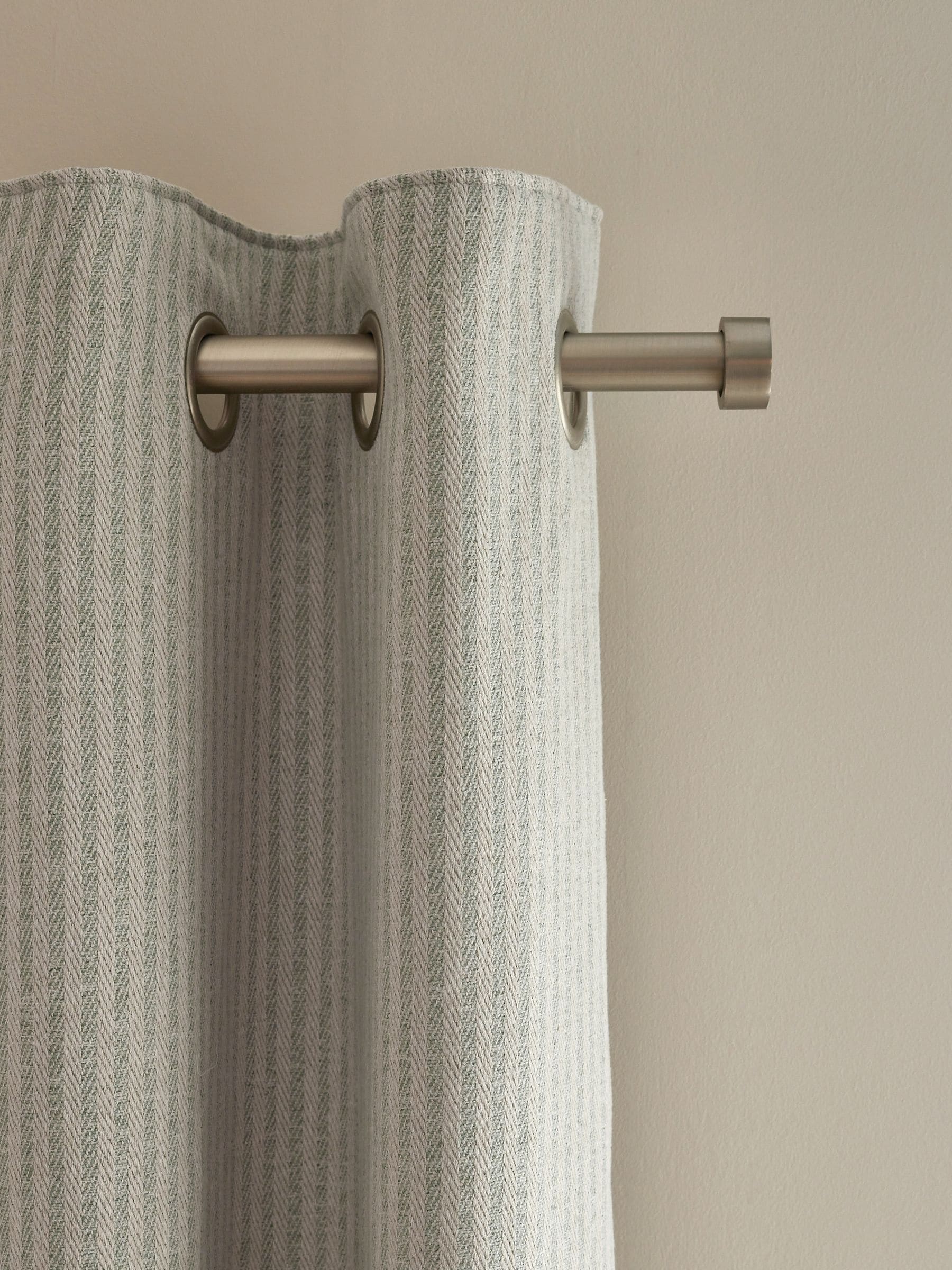 Blue brushed stripe lined eyelet curtains (British brand)