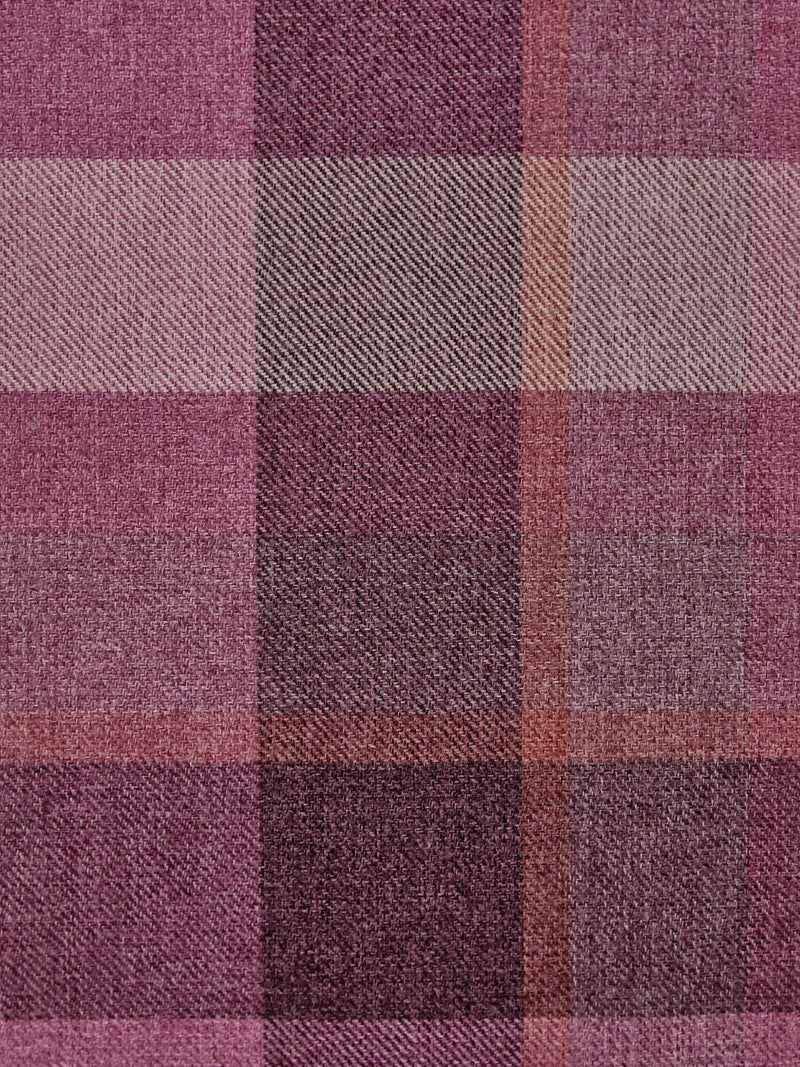 Berry Pink brushed check eyelet lined curtains, UK version