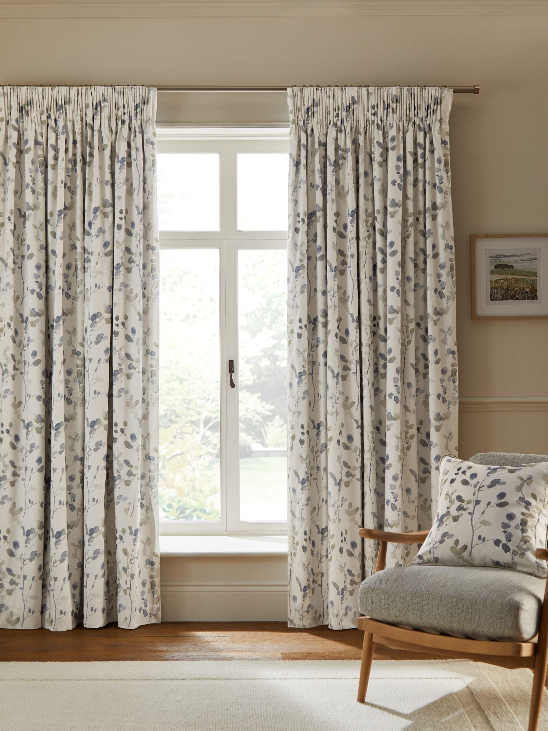 Honesty leaf floral print blackout thermal curtains, imported from the UK