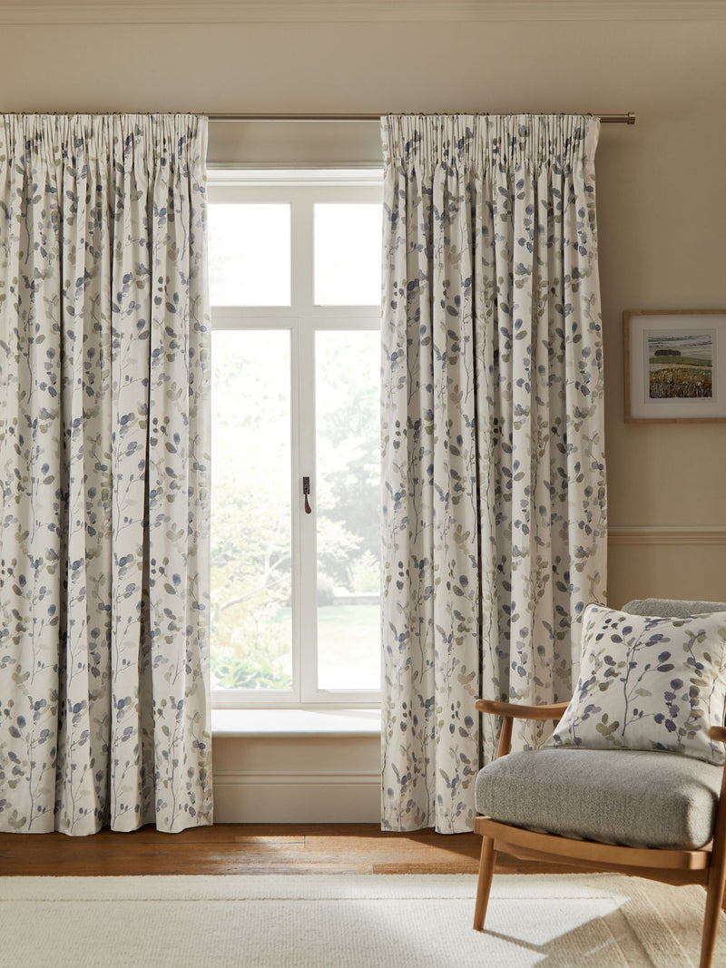 Honesty leaf floral print blackout thermal curtains, imported from the UK
