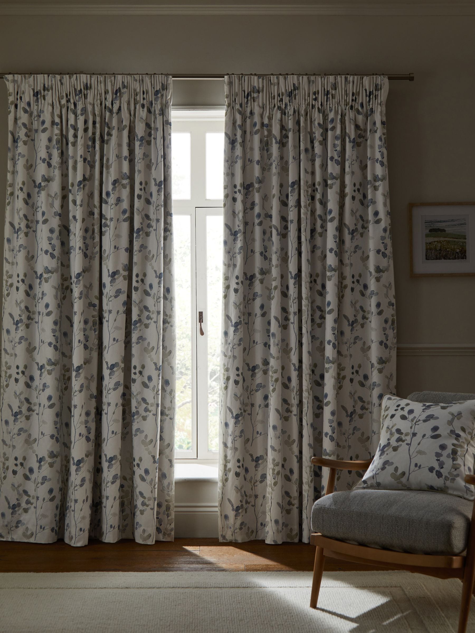 Honesty leaf floral print blackout thermal curtains, imported from the UK