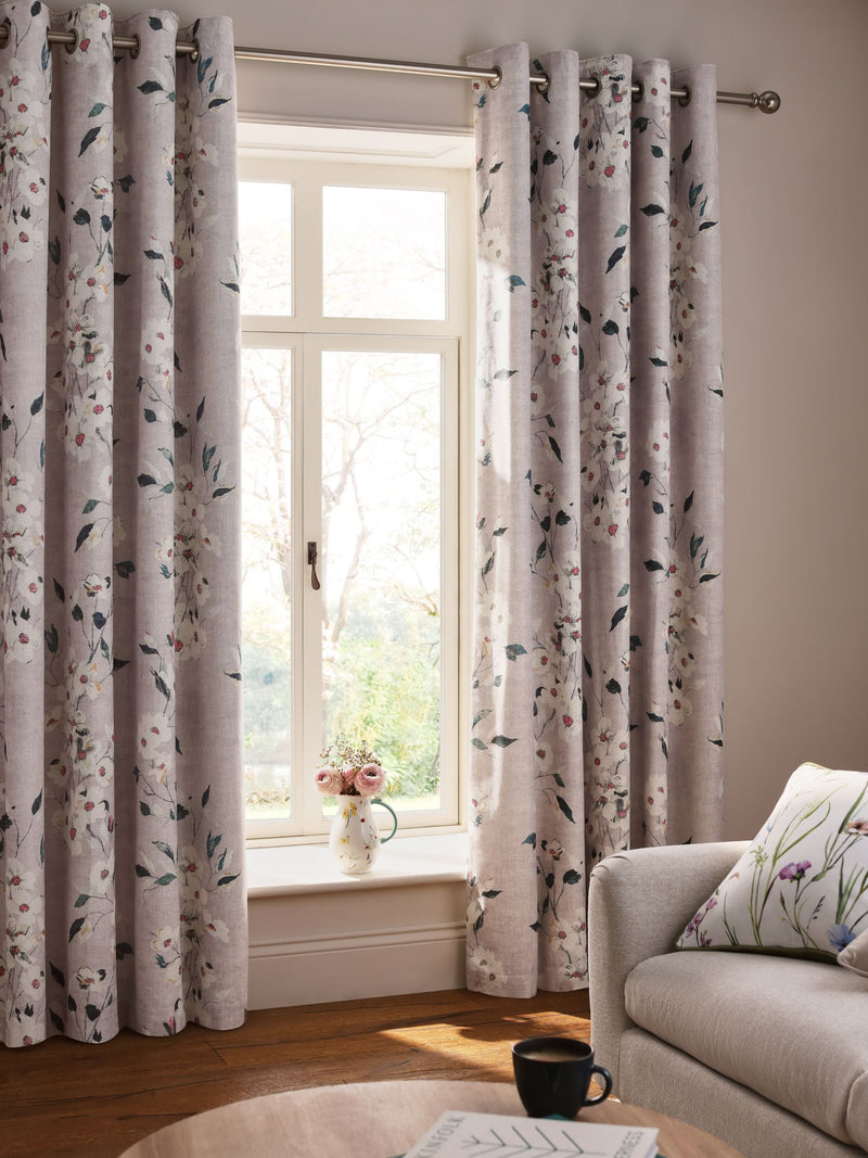 Floral blackout thermal eyelet curtains (British brand)