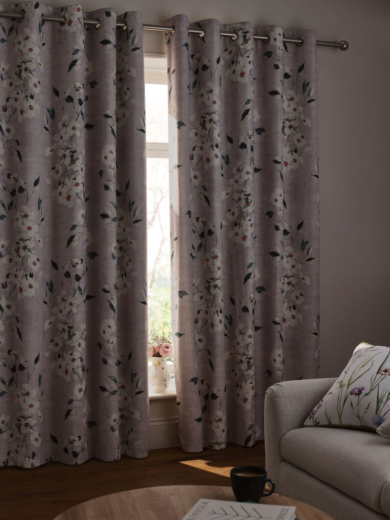 Floral blackout thermal eyelet curtains (British brand)