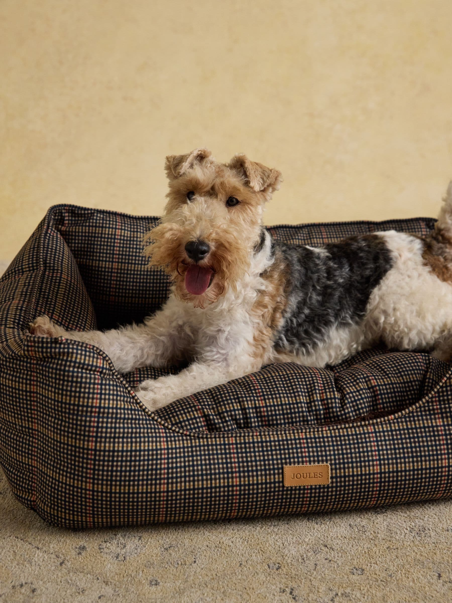Joules Henson Check Brown dog bed, UK version