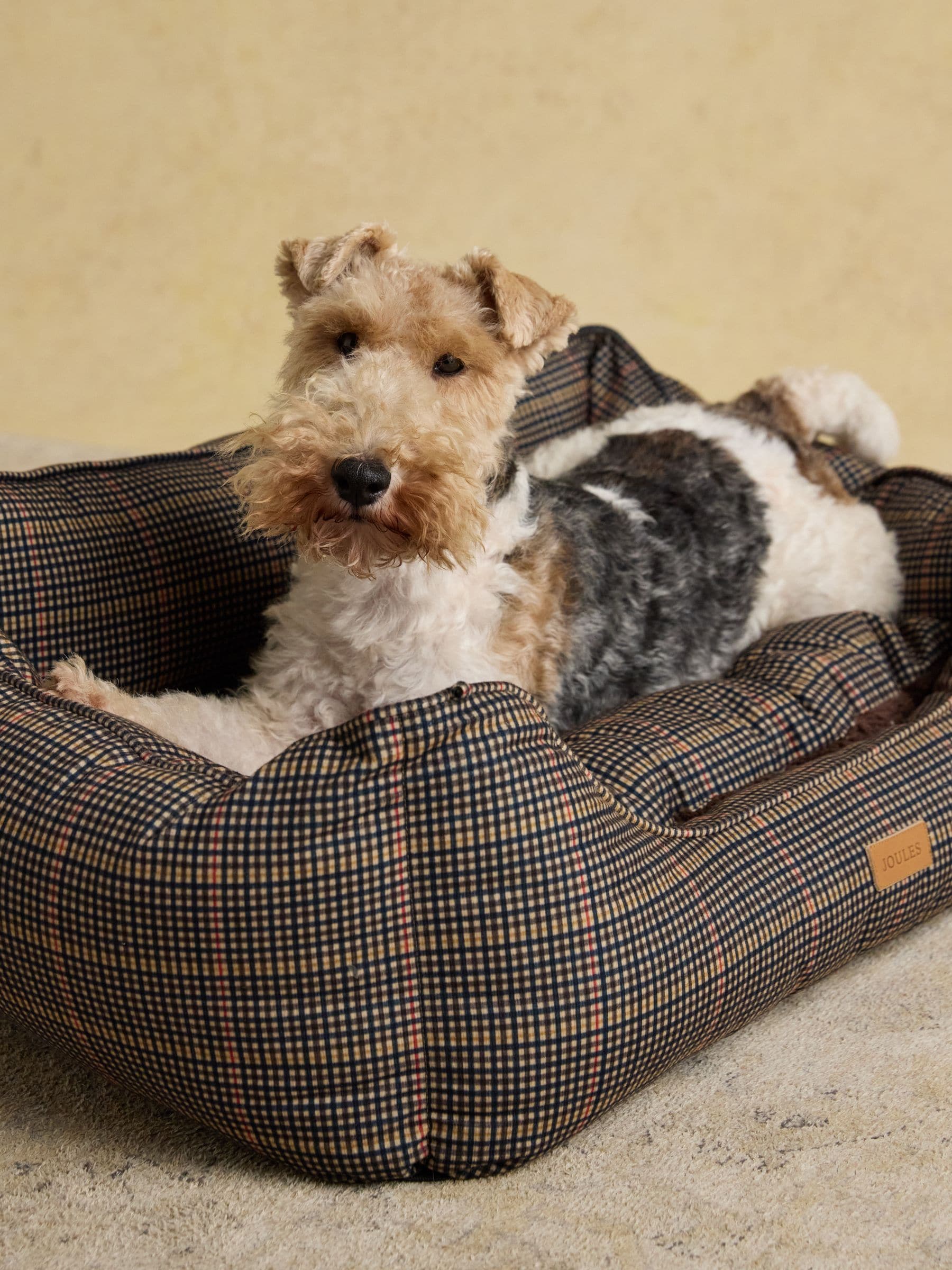 Joules Henson Check Brown dog bed, UK version