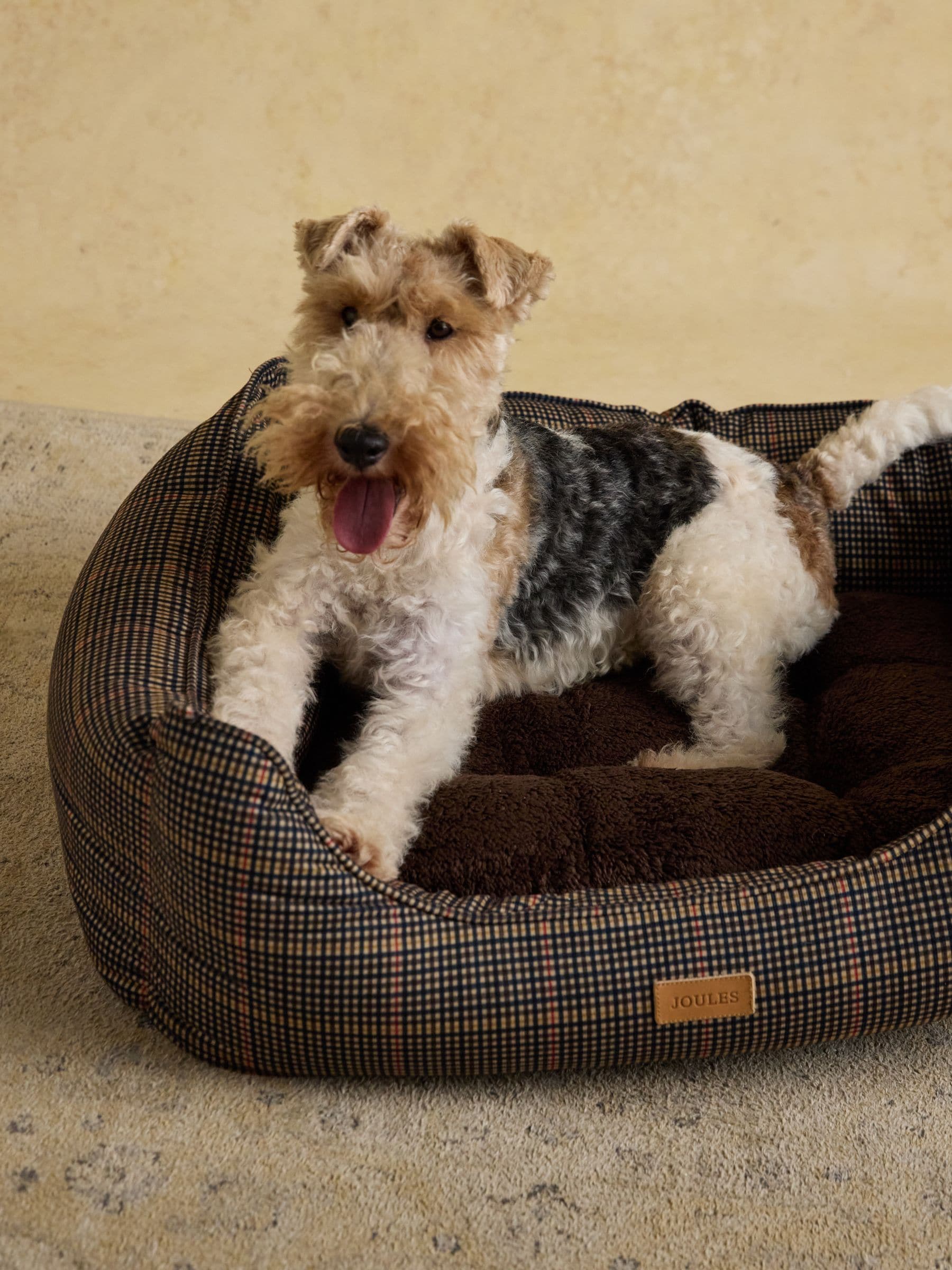 Joules Henson Check Brown dog bed, UK version