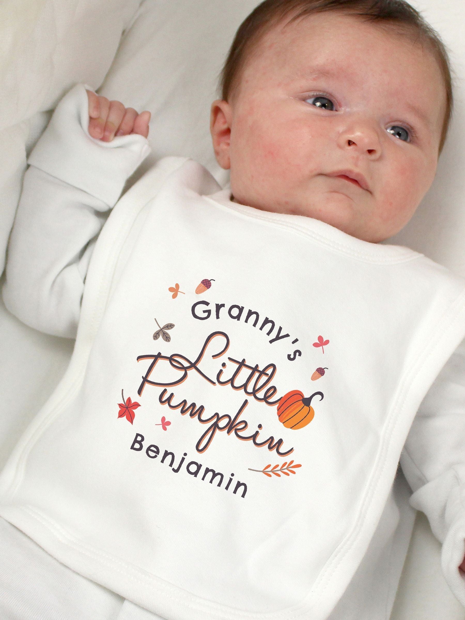 PMC personalised Little Pumpkin baby bib 0-3 months - British product