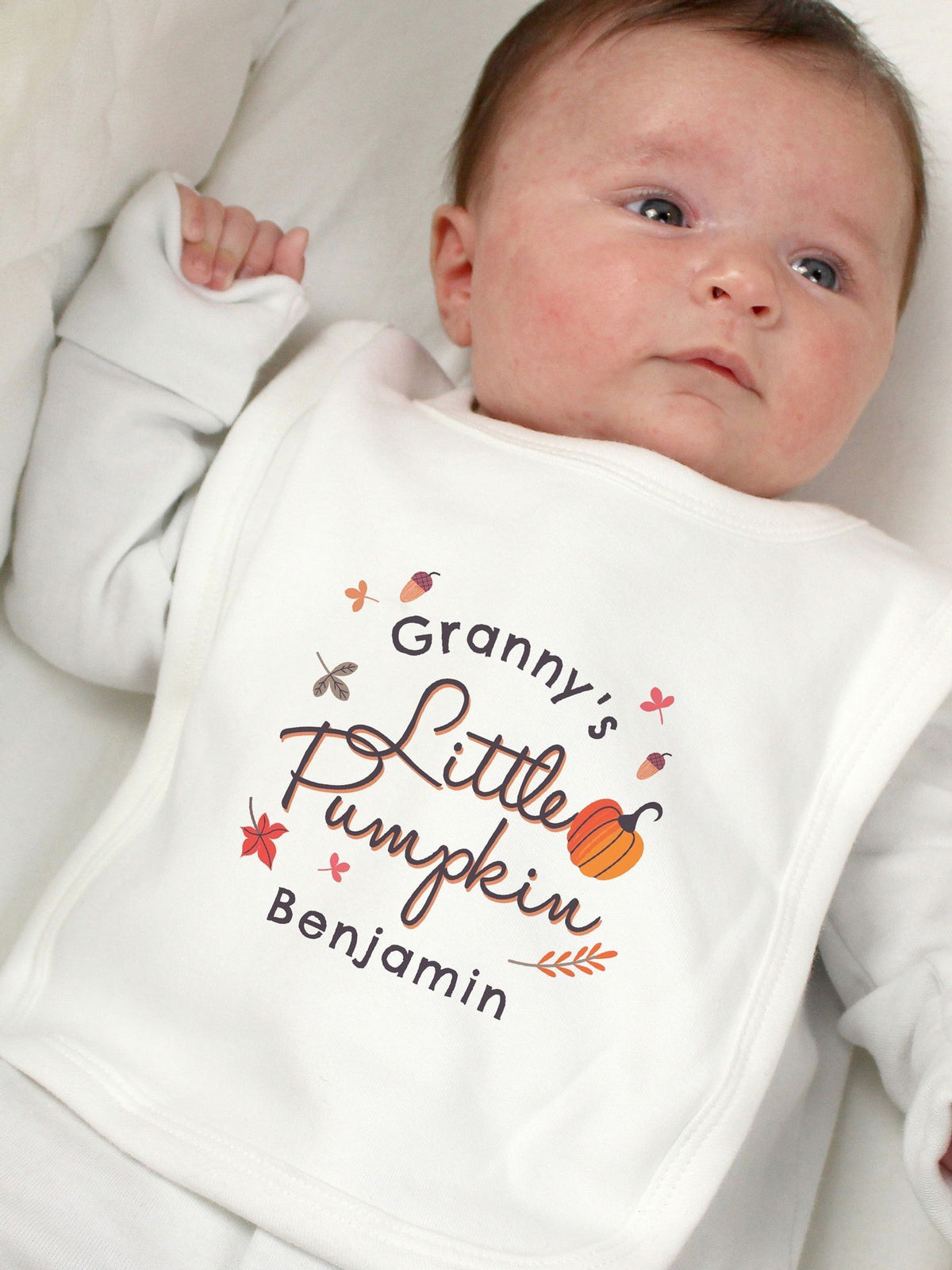 PMC personalised Little Pumpkin baby bib 0-3 months - British product