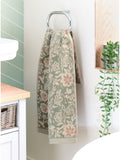 Sage Green Floral Print Cotton Towel (British brand)