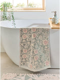 Sage Green Floral Print Cotton Towel (British brand)