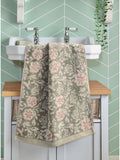 Sage Green Floral Print Cotton Towel (British brand)