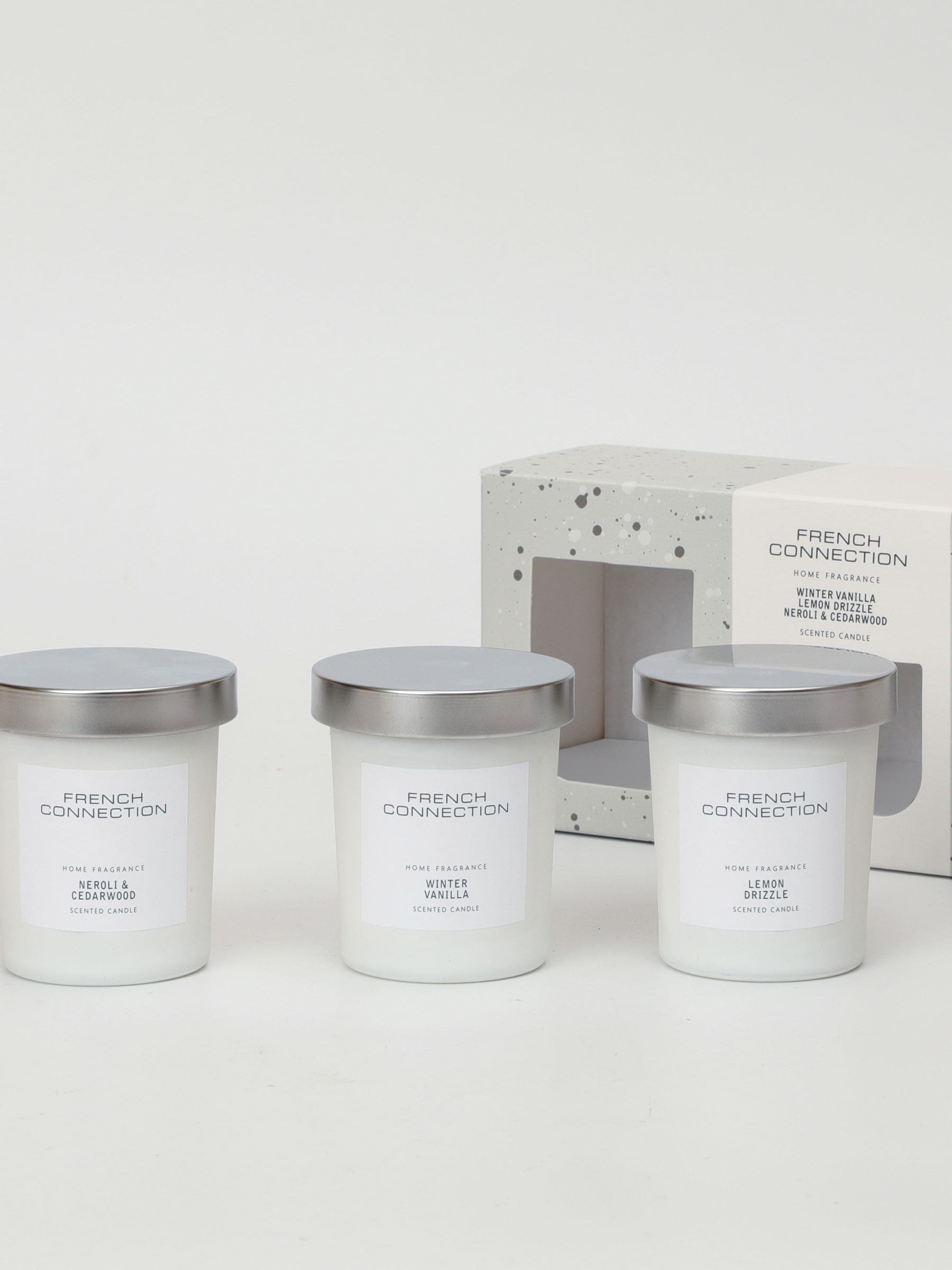 French Connection White Collection candle trio gift set 3x64g - British product