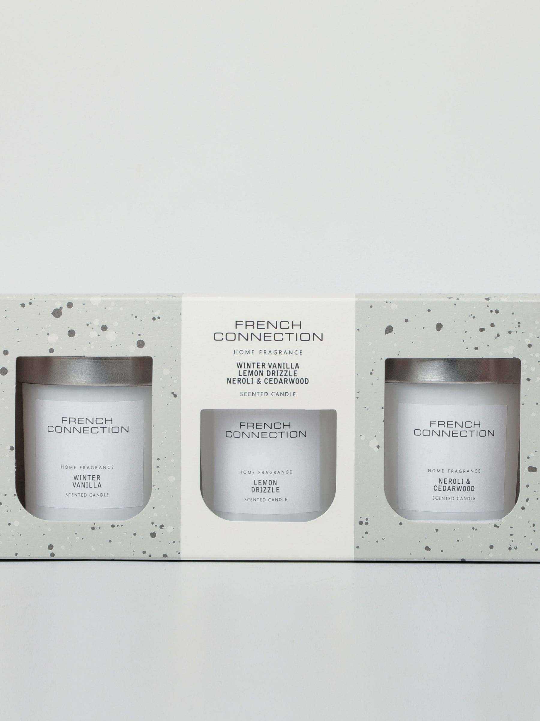 French Connection White Collection candle trio gift set 3x64g - British product