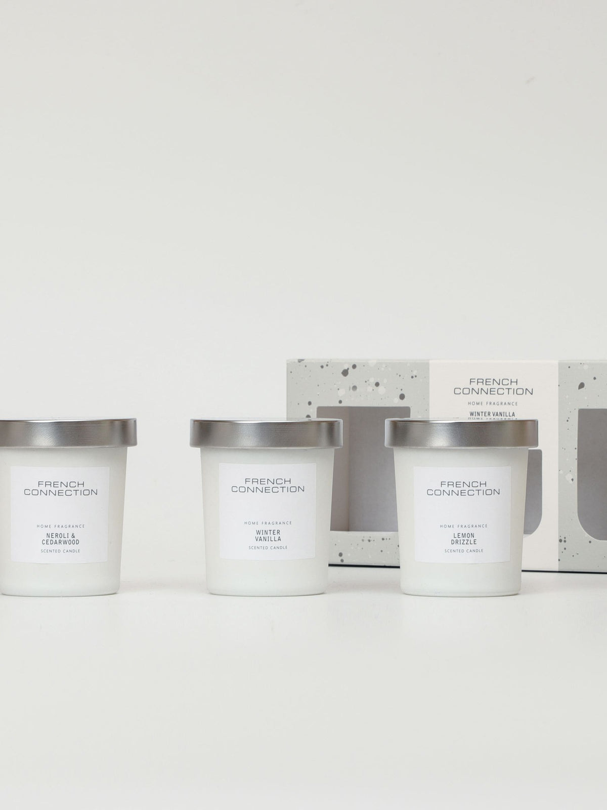 French Connection White Collection candle trio gift set 3x64g - British product