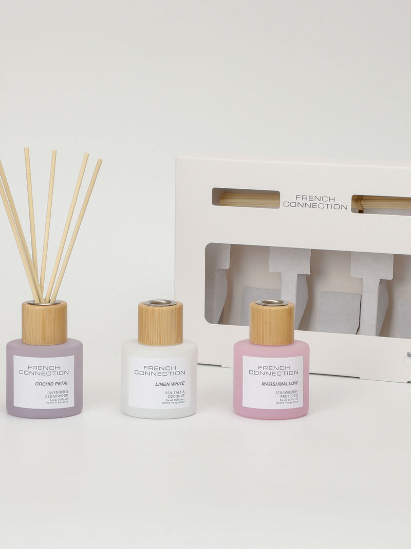 French Connection reed diffuser gift set pastel trio 3x50g, imported from the UK