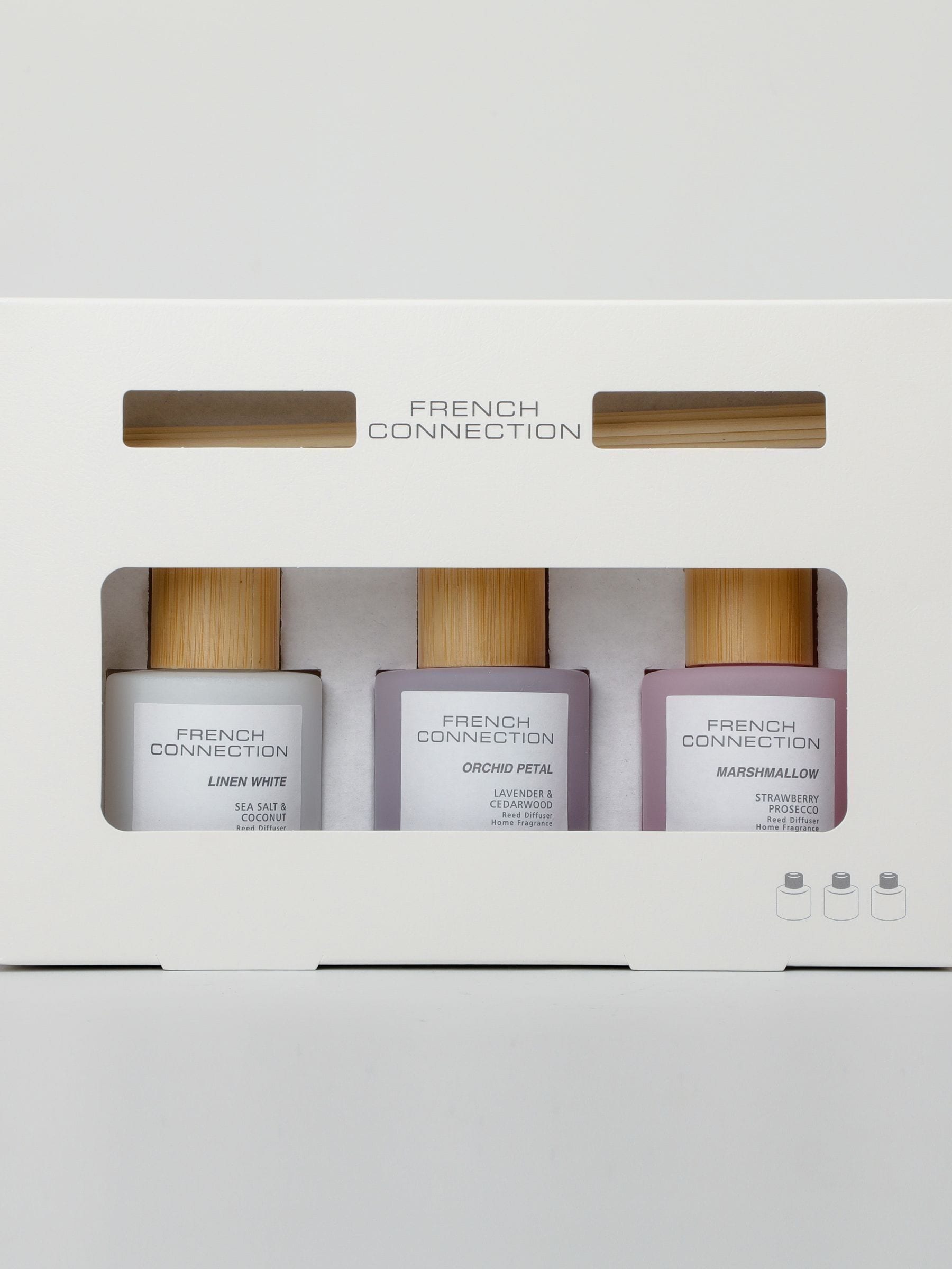 French Connection reed diffuser gift set pastel trio 3x50g, imported from the UK