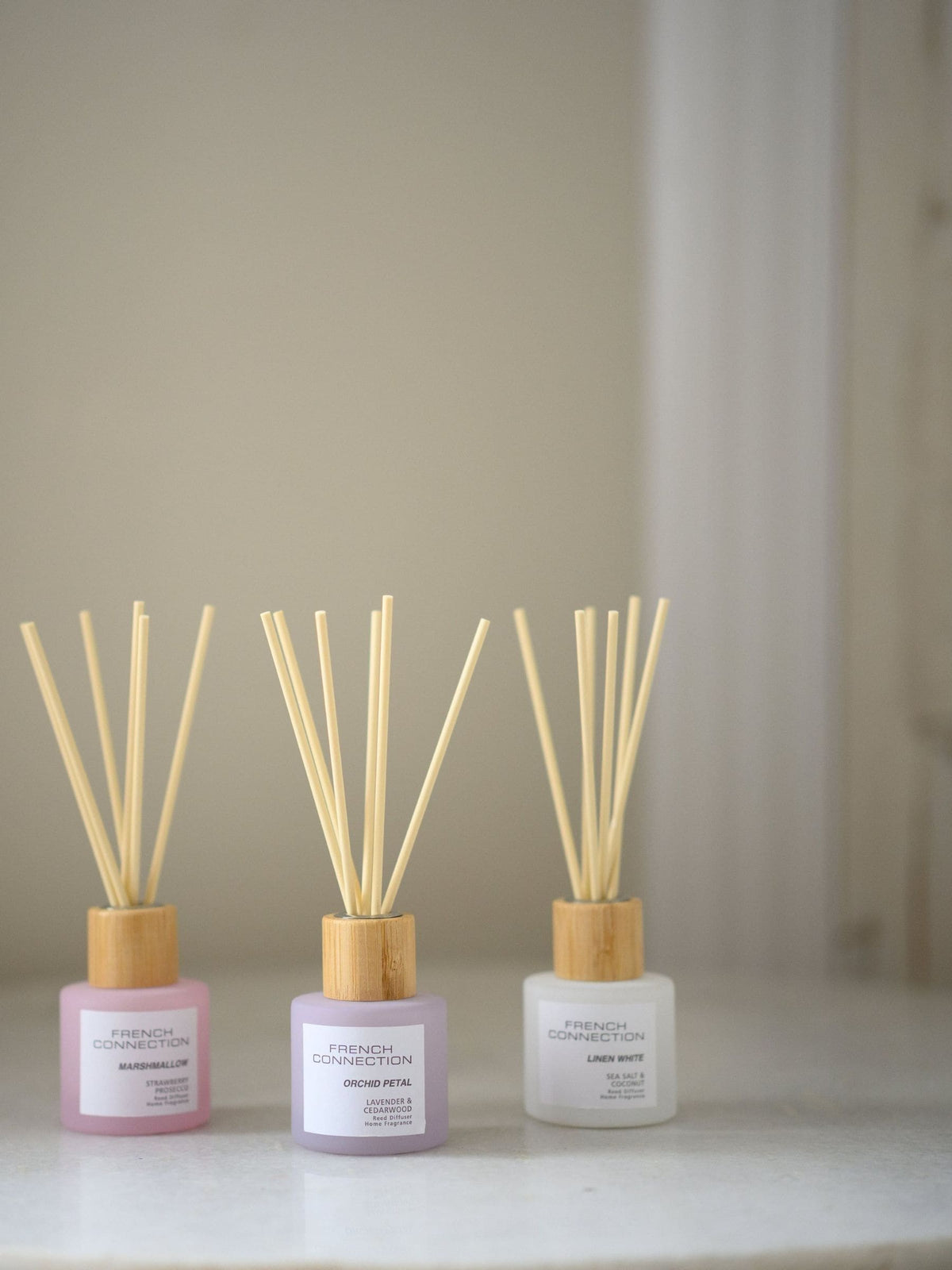 French Connection reed diffuser gift set pastel trio 3x50g, imported from the UK