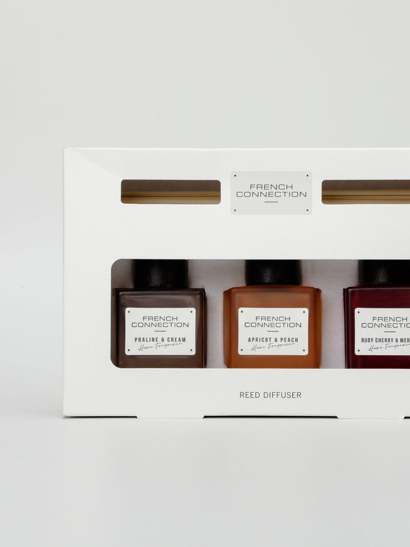 French Connection Square Range trio reed diffuser gift set - British product