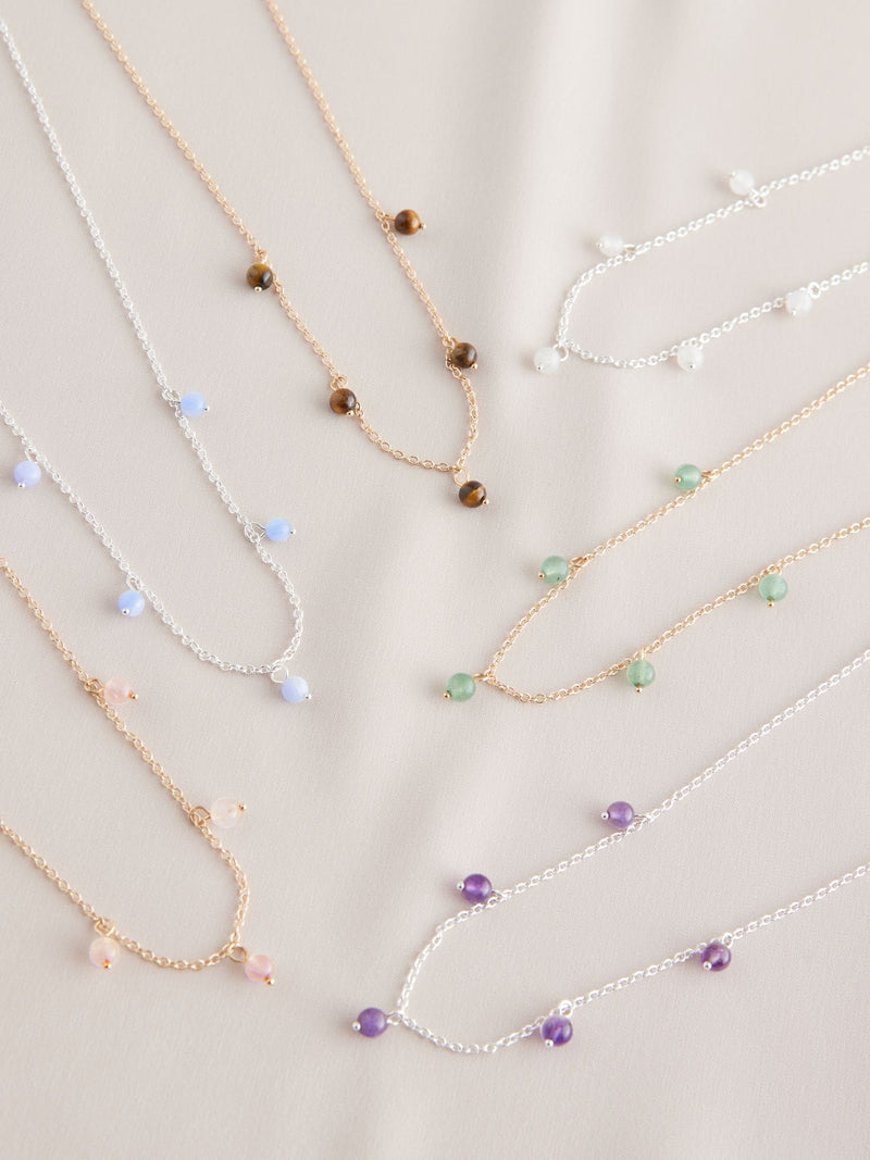Gold/SilverTone Semi Precious Stone Necklace