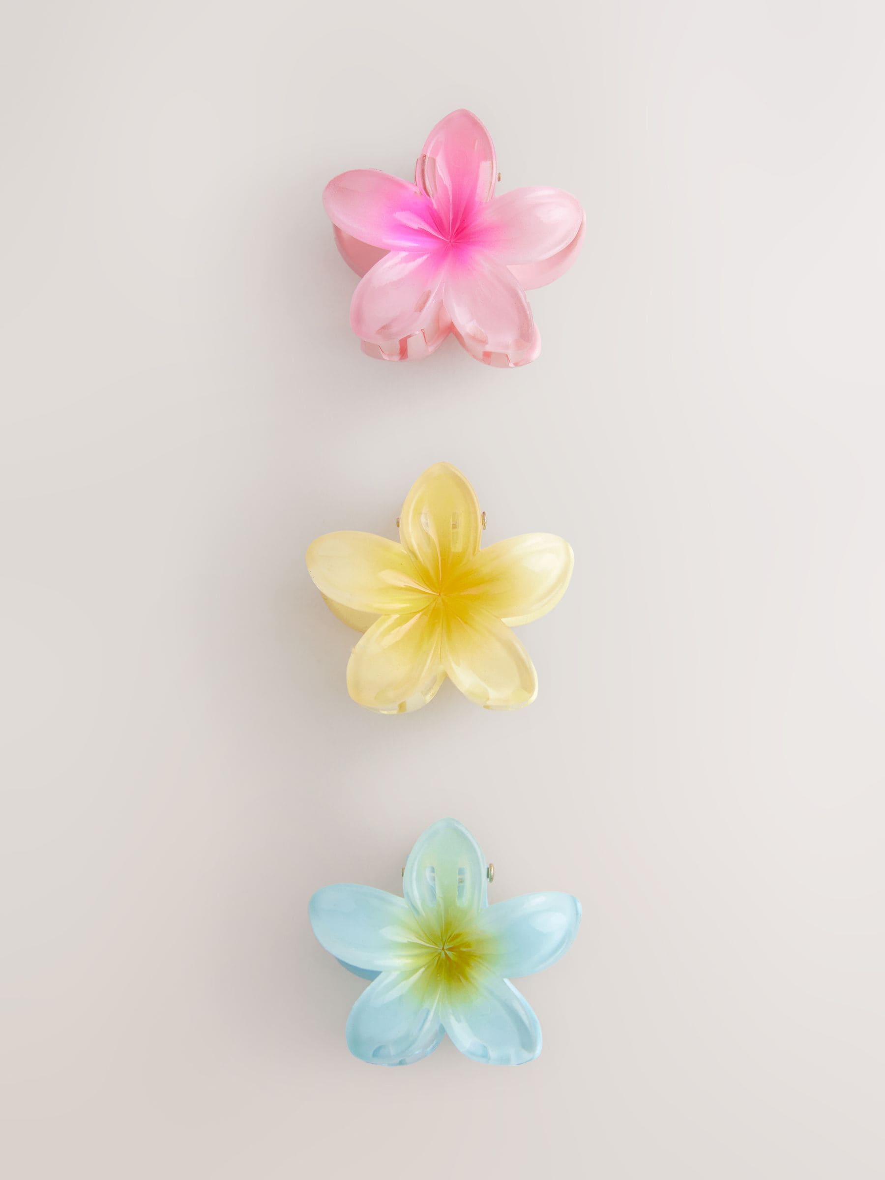 Multi Coloured Mini Flower Hair Clips 3 Pack, imported from the UK