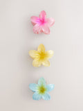 Multi Coloured Mini Flower Hair Clips 3 Pack, imported from the UK