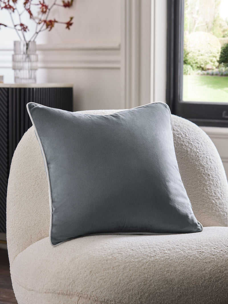 Dark Green Matte Velvet Contrast Pipe Cushion - 50 x 50cm