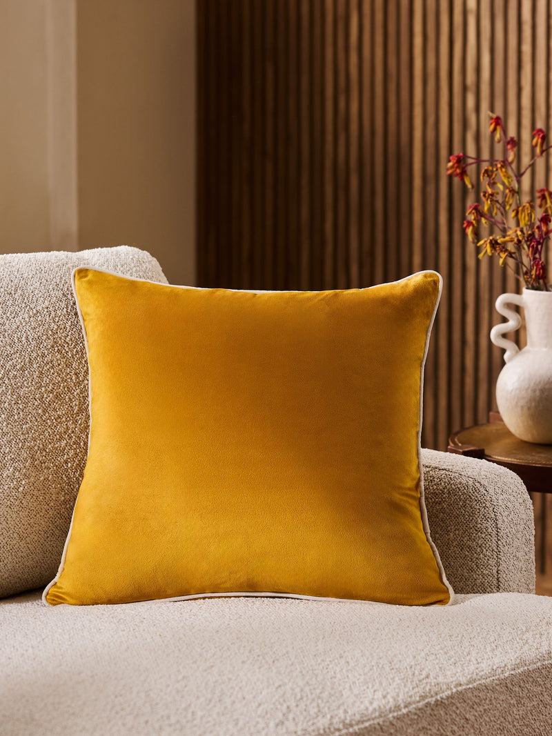 Dark Green Matte Velvet Contrast Pipe Cushion - 50 x 50cm