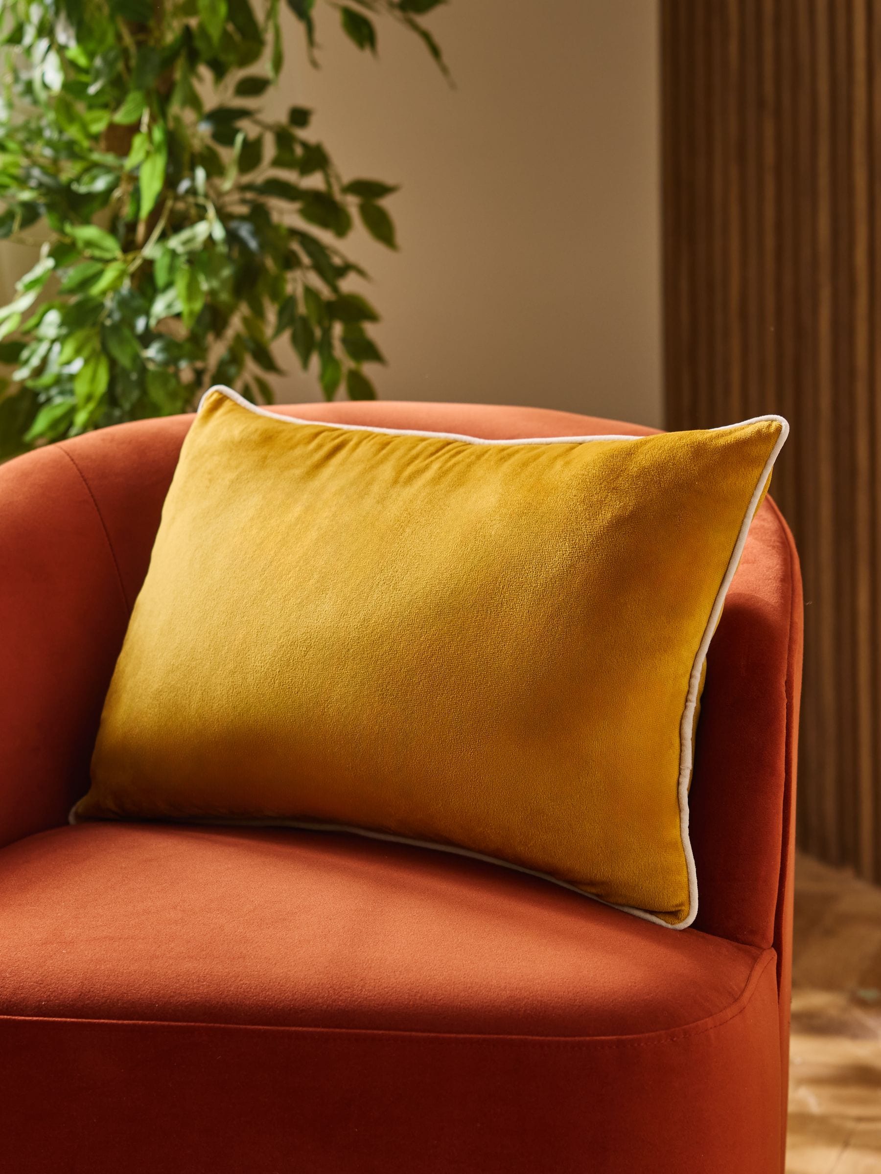 Dark Green Matte Velvet Contrast Pipe Cushion - 50 x 50cm