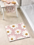 Natural Grey Daisy 100% Cotton Bath Mat