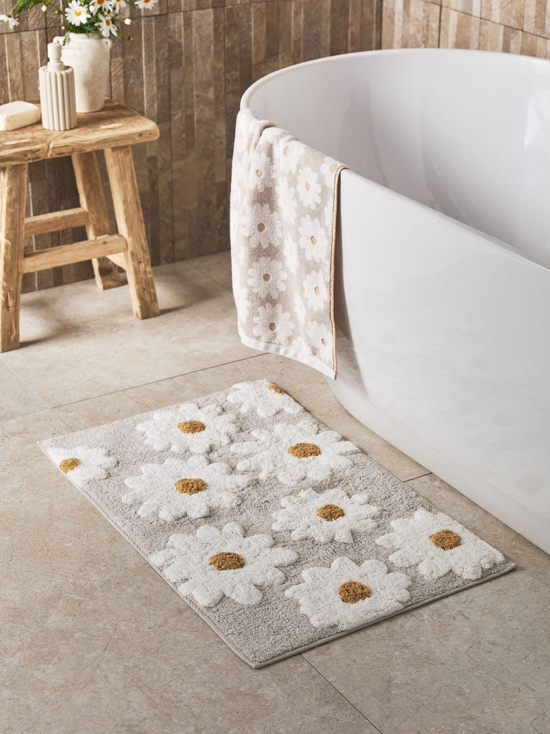 Natural Grey Daisy bath mat 50x80cm - British product