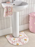 Natural Grey Daisy 100% Cotton Bath Mat