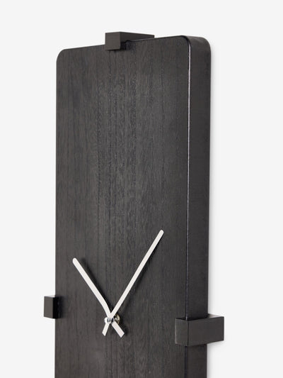 Svart tre rektangulær veggklokke 24 cm