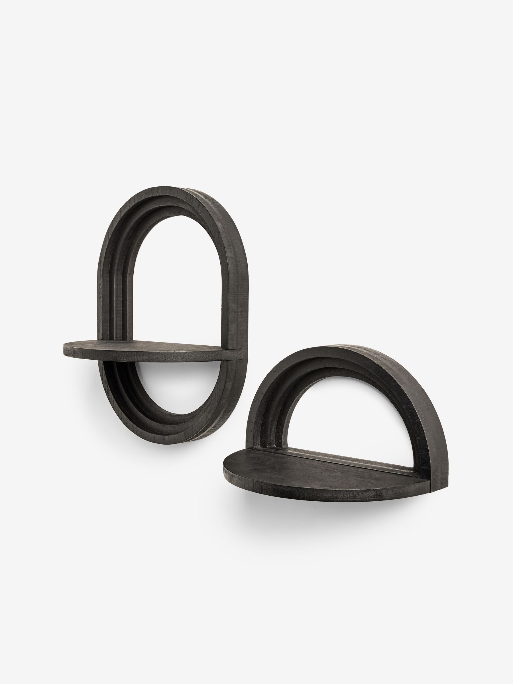 Black display shelves set of 2 32.5cm - British product
