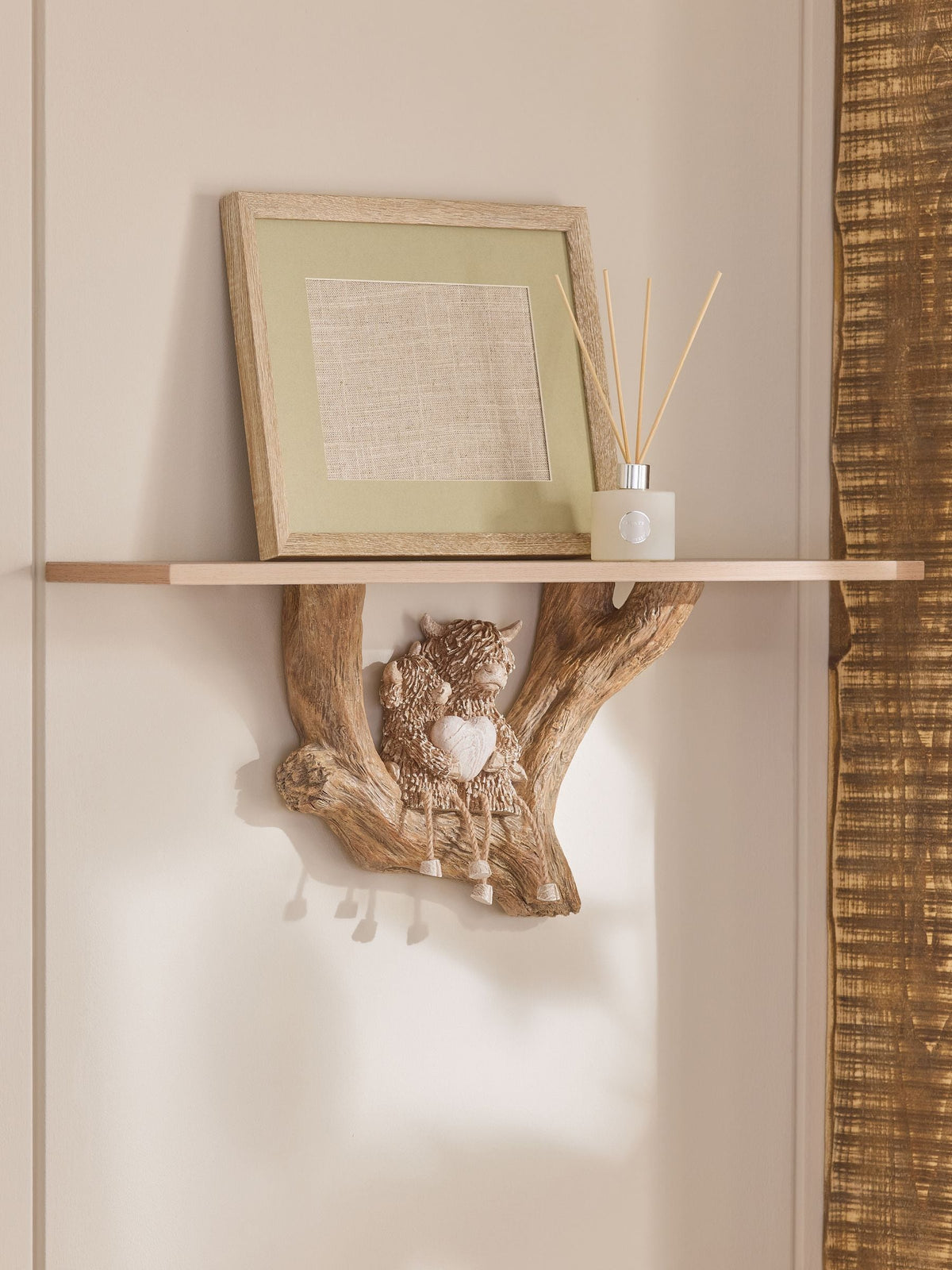 Hamish Highland Cow wall shelf 60cm wide - British product