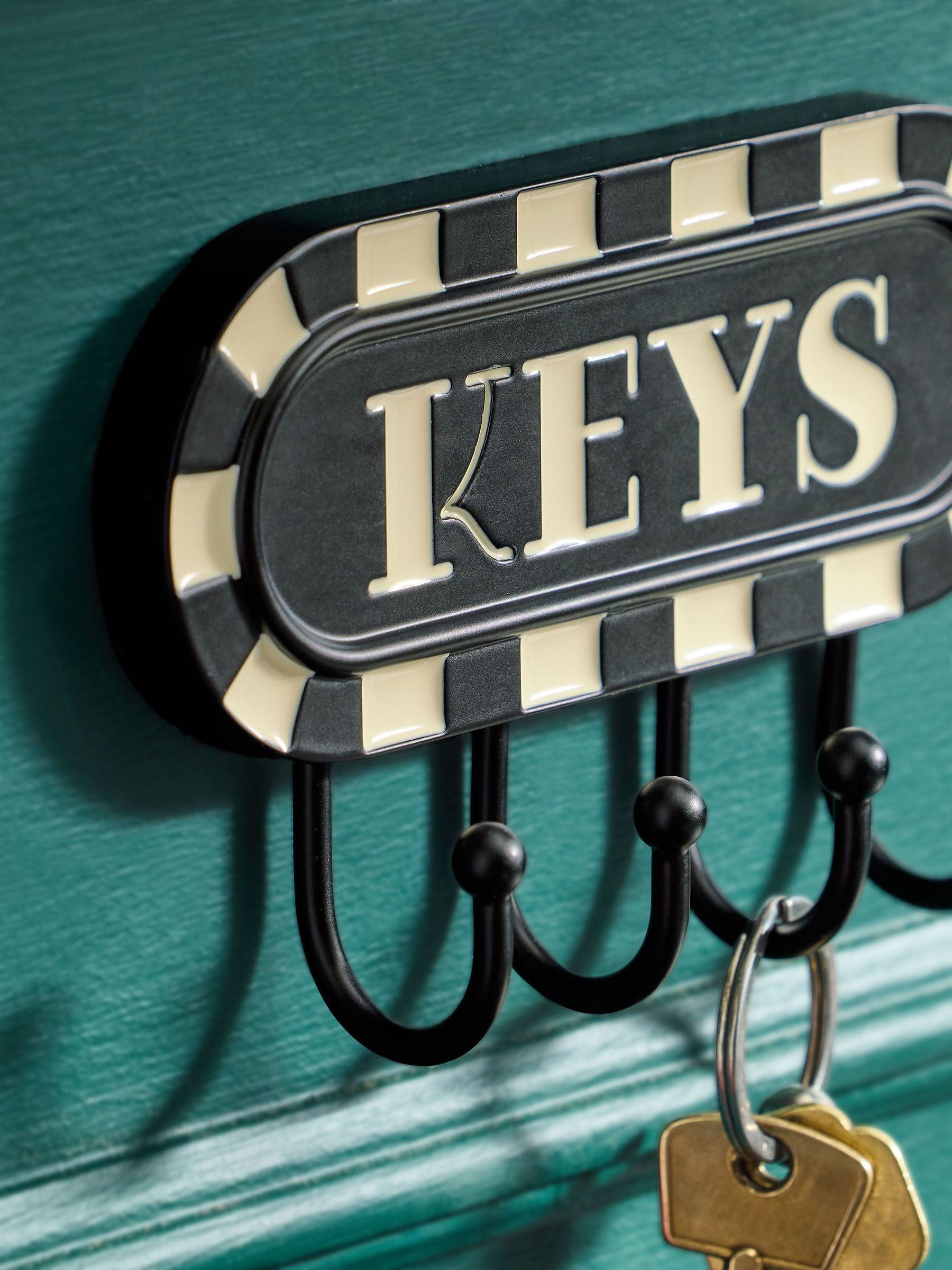Black white metal key hooks wall mounted, UK version