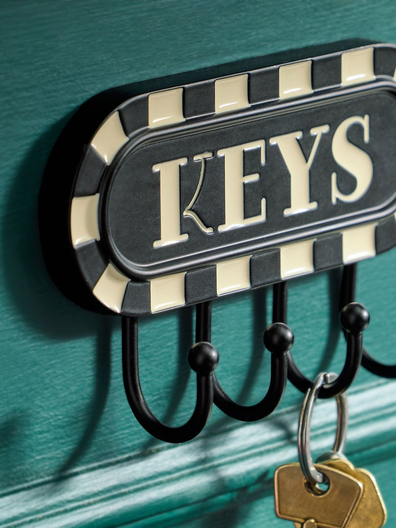 Black white metal key hooks wall mounted, UK version