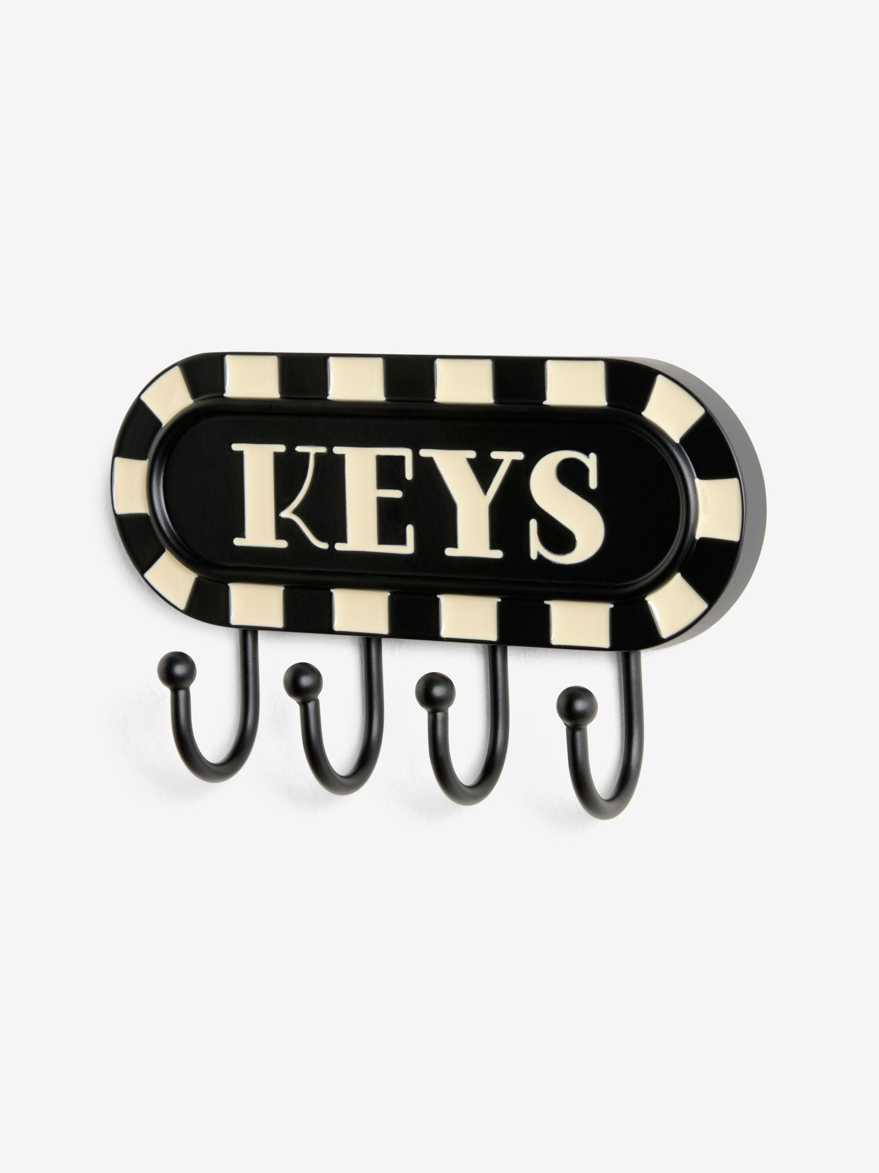 Black white metal key hooks wall mounted, UK version