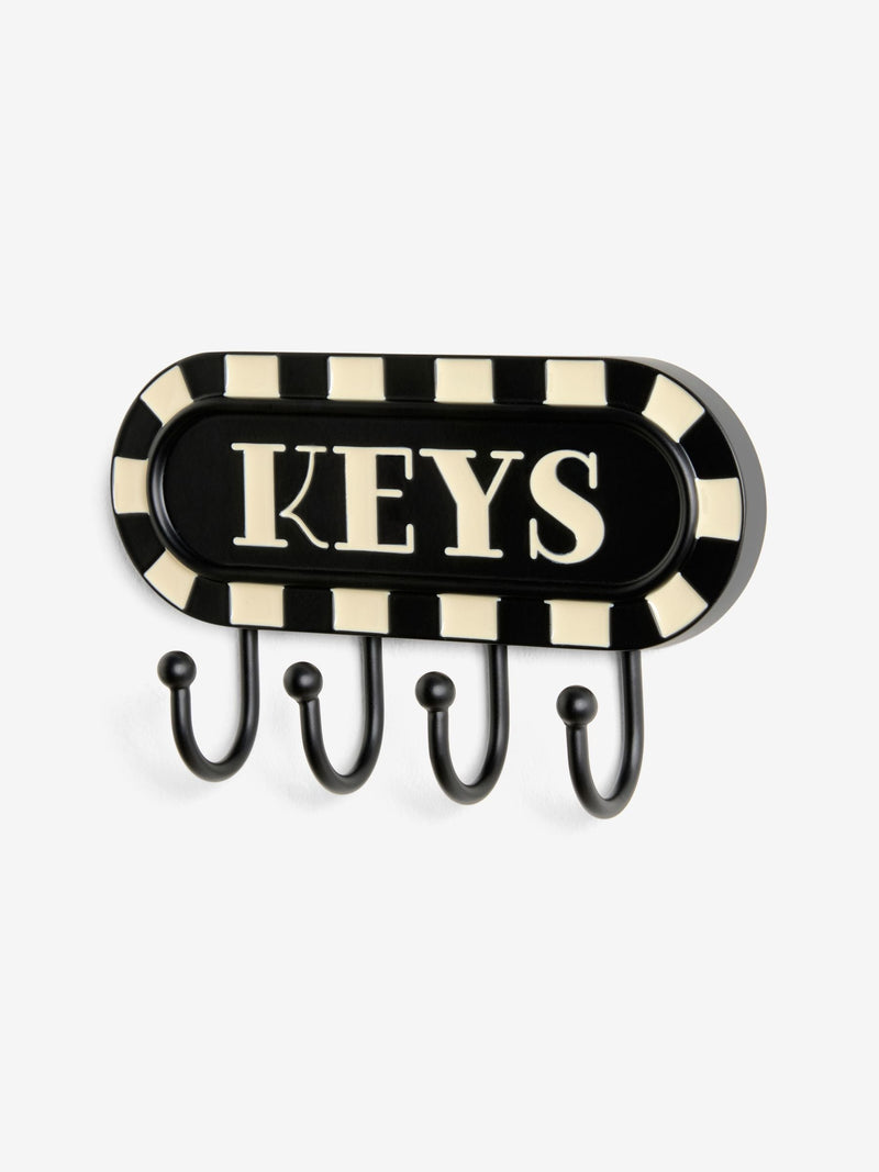Black white metal key hooks wall mounted, UK version